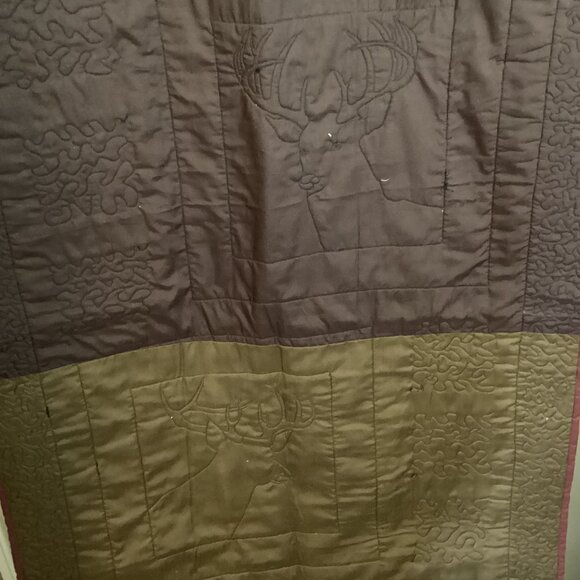 NWOT Handmade Quilted Winter Wall Hanging Home Decor Deer's Rectangle Brown - Picture 8 of 9